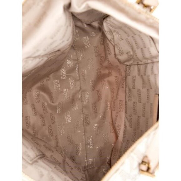 Michael Kors Jet Set Large Logo Tote Bag Beige/Brown Leather Trim Womens Handbag - Picture 5 of 5